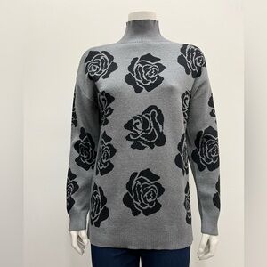 Gray Rose Pattern Sweater